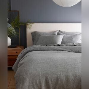 Quince European Linen Duvet Cover Charcoal Chambray Size King/CalKing
